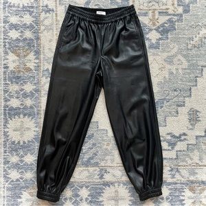 Babaton faux leather joggers size small like-new